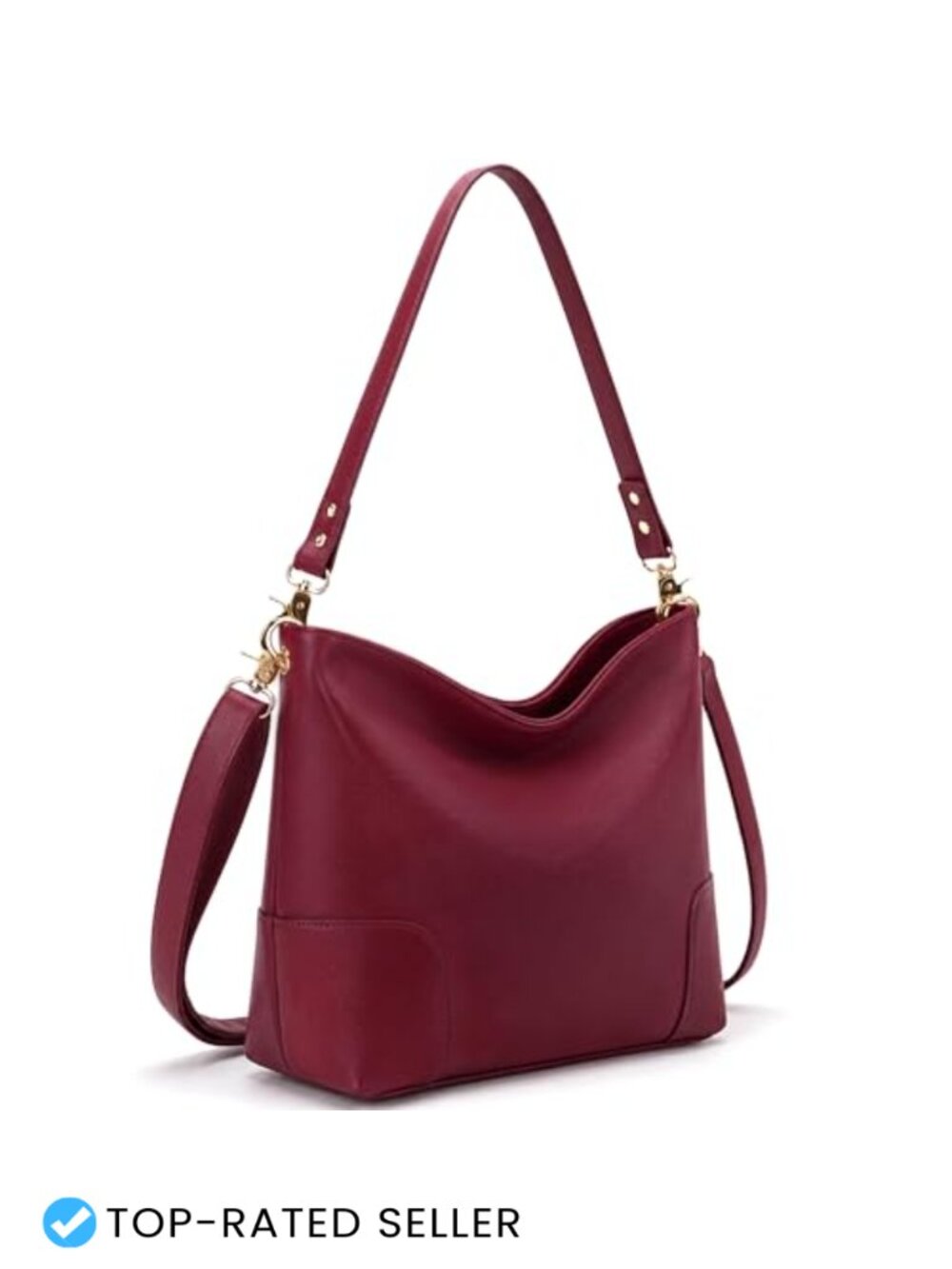 Large Faux Leather Bucket Purse Shoulder Handbag Women Soft Crossbody Hobo